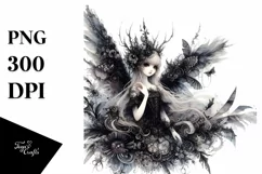 a Detailed Gothic Fairy Watercolor Clipart Product Image 3