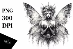 a Detailed Gothic Fairy Watercolor Clipart Product Image 3
