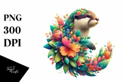 Otter with Flower Body PNG Product Image 1