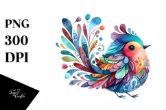 Colorful Watercolor Whimsical Bird Clipart Product Image 3