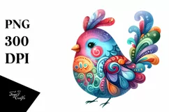 Colorful Watercolor Whimsical Bird Clipart Product Image 3