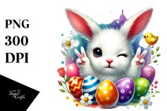 Colorful Bunny Winking PNG Product Image 1