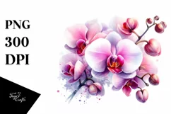Colorful Orchid Glossy Watercolor PNG Product Image 3