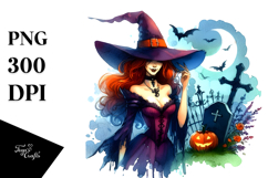 Witch Halloween Watercolor Clipart Product Image 1