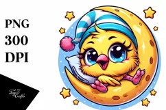 Cute Goldfinch Napping on Moon | Sublimation | Clipart Product Image 3