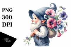 Detailed Watercolor Sweet Pea Bouquet Profile | Sublimation, Product Image 3