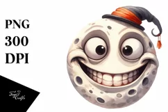 Funny Halloween Moon Watercolor Clipart Product Image 1