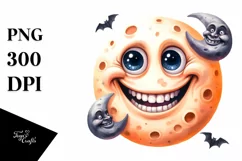 Funny Halloween Moon Watercolor Clipart Product Image 3