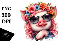 Cute Baby Pig with Raincoat PNG Product Image 1