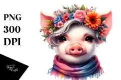 Cute Baby Pig with Raincoat PNG Product Image 1