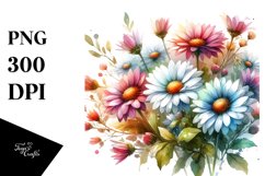 Colorful Dasy with Glossy Petals PNG Product Image 1