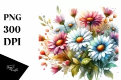 Colorful Dasy with Glossy Petals PNG Product Image 1