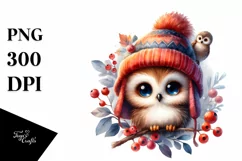 Vibrant Baby Owl Watercolor Clipart Product Image 3