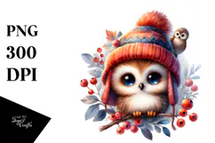 Vibrant Baby Owl Watercolor Clipart Product Image 1