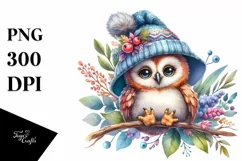 Vibrant Baby Owl Watercolor Clipart Product Image 3
