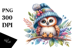 Vibrant Baby Owl Watercolor Clipart Product Image 1
