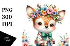 Colorful Smiling Baby Deer PNG Product Image 1