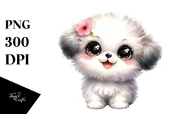 Cute Watercolor Bichpoo PNG Product Image 1