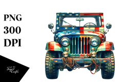 Vintage Vibrant Jeep, PNG Product Image 1