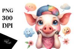 Pig Goat Bandana Quirky Teeth | Clipart Product Image 1