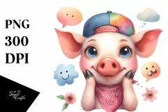 Pig Goat Bandana Quirky Teeth | Clipart Product Image 3