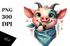 Pig Goat Bandana Quirky Teeth | Clipart Product Image 3