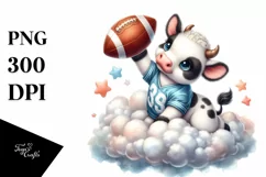 Cute Baby Cow Playing American Football Product Image 1