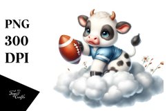 Baby Cow American Football Watercolor Clipart Product Image 3