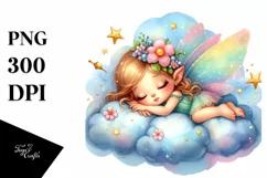 Cute Fairy Napping Clipart, Transparent PNG Product Image 1