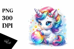 Baby Unicorn with Magic Orb, Playful PNG Product Image 3