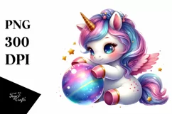 Baby Unicorn Playing with Magic Orb PNG Product Image 3