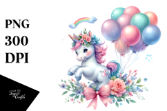 Whimsical Baby Unicorn with Balloons Product Image 1