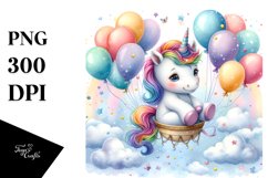 Whimsical Baby Unicorn with Balloons Product Image 1
