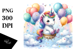 Whimsical Baby Unicorn with Balloons Product Image 1