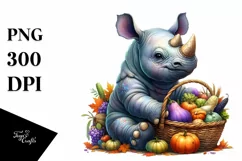 Baby Rhino Autumn Vegetables Clipart Product Image 1
