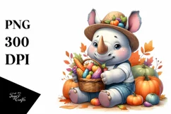 Baby Rhino Autumn Vegetables Clipart Product Image 1
