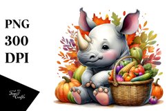Baby Rhino Autumn Vegetables Clipart Product Image 1