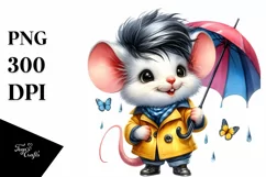 Happy Baby Mouse with Raincoat PNG Product Image 1