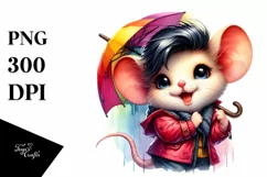 Posing Baby Mouse with Raincoat, High-Res PNG Product Image 1