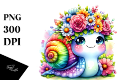 Vibrant Flower Crown Snail Clipart Product Image 1