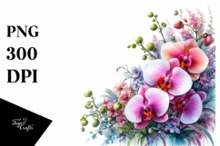 Vibrant Orchid Watercolor PNG Product Image 3