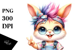 Energetic Baby Bunny in Summer PNG Product Image 1