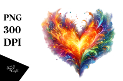 Colorful Digital Fire Heart PNG Product Image 1