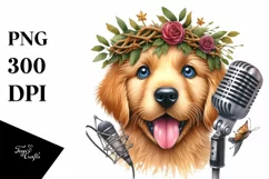 Baby Golden Retriever Punk Singer | Sublimation Clipart Product Image 3