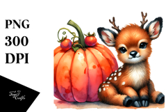 Cute Elk with Pumpkins | Sublimation | Clipart Product Image 1