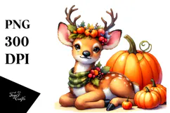 Cute Elk with Pumpkins | Sublimation | Clipart Product Image 1
