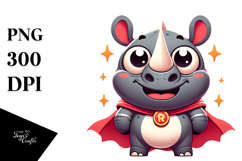 Goofy Rhino with Superhero Cape PNG Product Image 1
