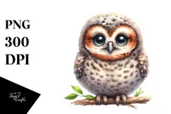 Baby Owl Watercolor Cute PNG Product Image 1