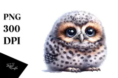 Baby Owl in Watercolor PNG Product Image 1