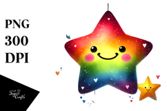 Colorful Paintbrush-style Heart with Star PNG Product Image 1